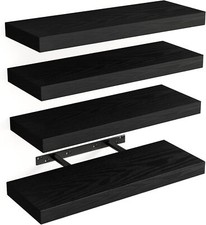 4 Repisas Flotantes De Pared Negro Estantes Para Cuarto Ba o Sala Cocina NEW US