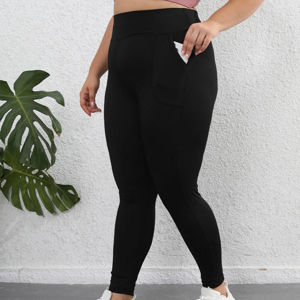 Women's Leggings with Pockets Plus Size Sports Yoga Pants Gym Fitness 0XL-4XL - Image 2 of 4