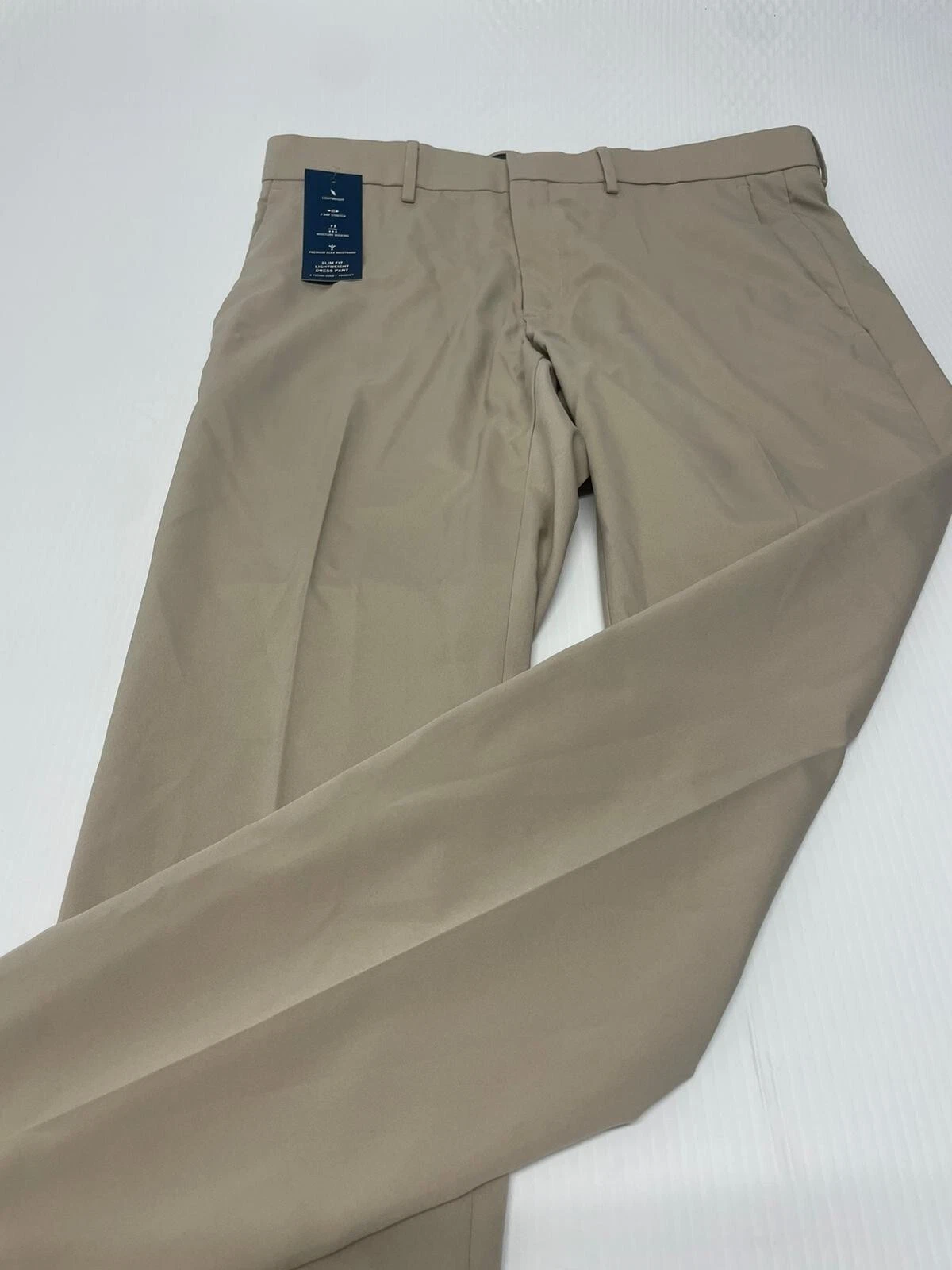New Reaction Kenneth Cole Slim Fit Lightweight Dress Pants Brown 34WX30L Men A74
