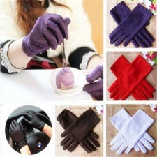 Women's Satin Evening Party Dress Prom Short Wedding Cocktail Full Finger Gloves