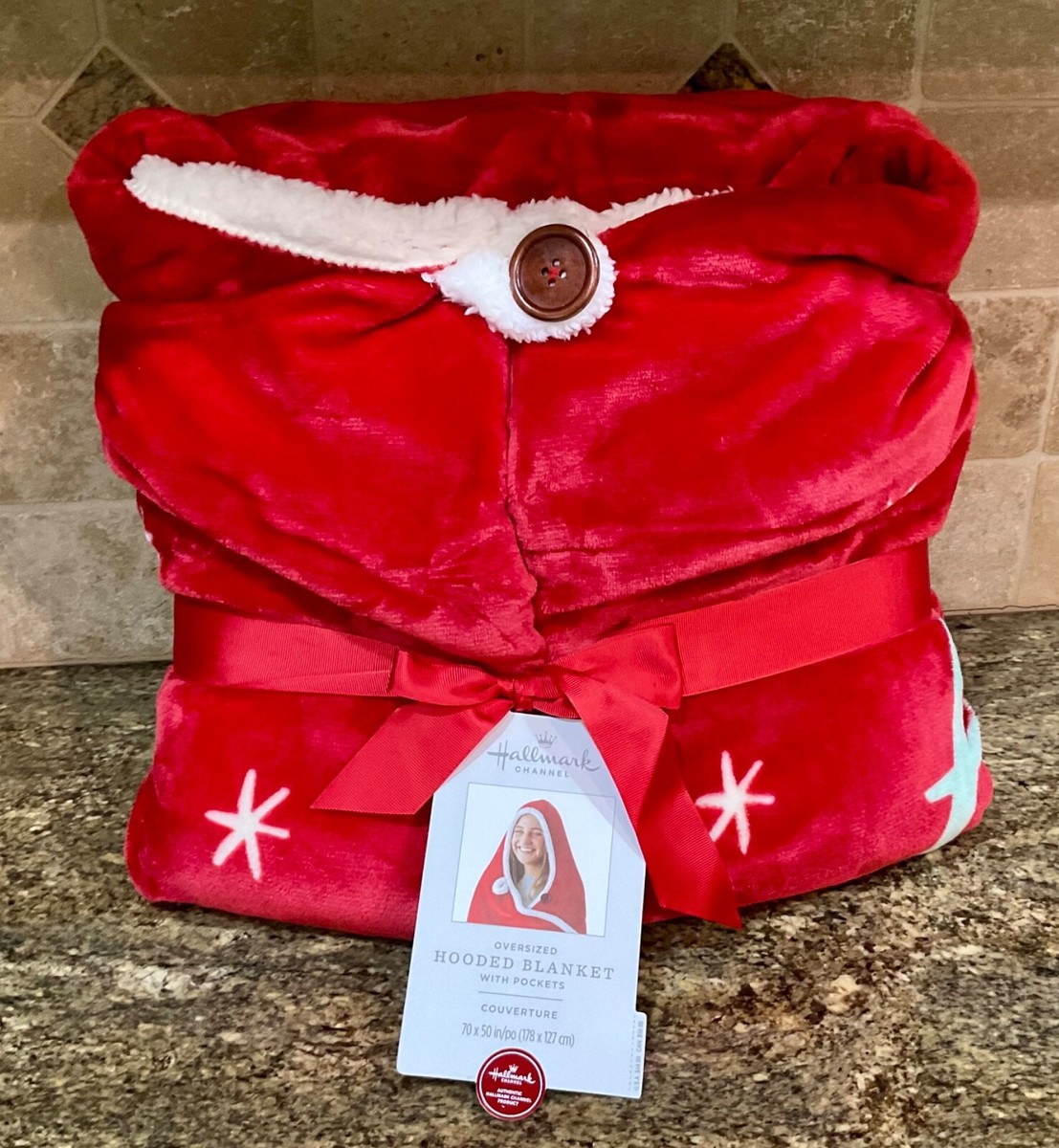 Hallmark Channel Kind Of Night Oversized Hooded Blanket 70X50- NEW- Free  Ship