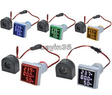 AC0-100A 60-500V 3 in 1 LED Digital Voltmeter Ammeter Hertz Meter Indicator 22mm