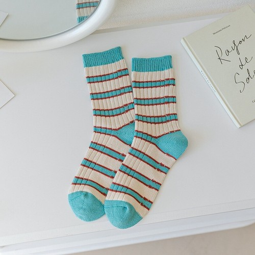 NEW Womens Ladys Cotton Socks Lot Warm Colorful Striped Casual Dress Crew Socks - Picture 6 of 9