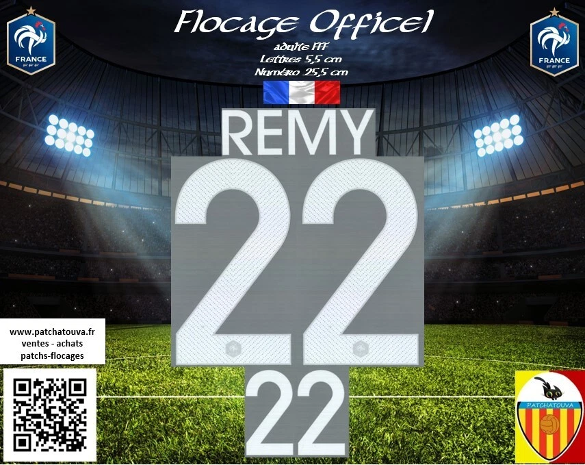 Flocage Officiel FFF 2014/15 Extérieur - N°4 Varane, Coupe Du Monde 2014 (thermocollant)