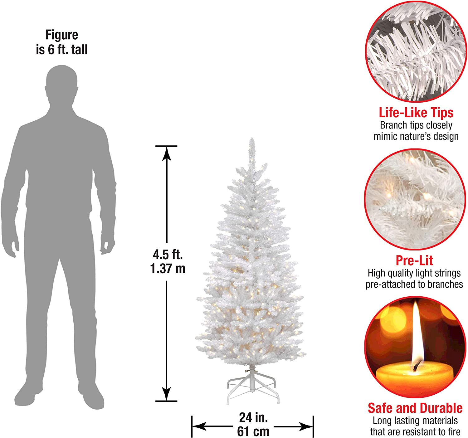 Company Artificial PreLit Slim Christmas Tree, White, Kingswood Fir, White Ligh eBay