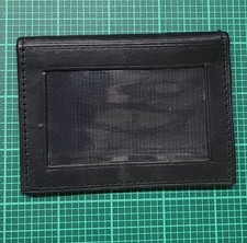 Leather Bifold Wallet, Genuine Leather, Black, ID Card Window, No Branding, 1990