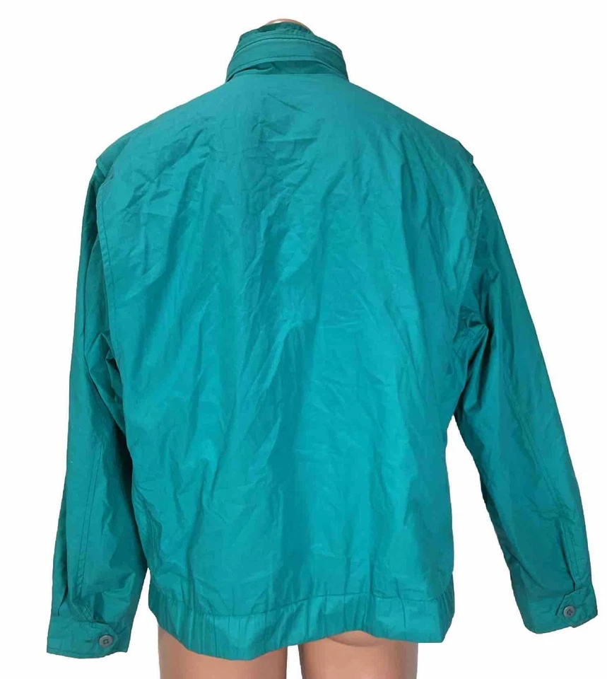 Jaqueta de chuva vintage clássica com capuz corta-vento verde poli algodão GG somente membros - Imagem 2 de 4