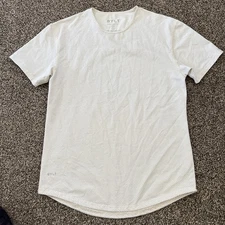 BYLT Basics Shirt Men’s Large Drop Cut Lux White Black Polka Dots Short Sleeve