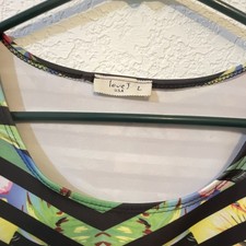 Love J Multicolor Floral Striped Bodycon Dress Sleeveless Round Neck Size L