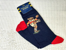 AUTHENTIC POLO COTTON BLEND FOOTBALL BEAR CREW SOCKS RALPH LAUREN NAVY MEN 10-13