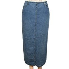 Vintage Y2K Old Navy Denim Maxi Skirt Womens 12 Blue Jean Modest Western