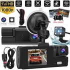 Car Dual Lens Dash Cam HD 1080P Front/Rear/Inside Video Recorder Camera G-Sensor