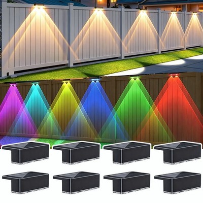 8Pack LED Solar Fence Lights Deck Door Wall Stair Step Outdoor Garden Decor Lamp
