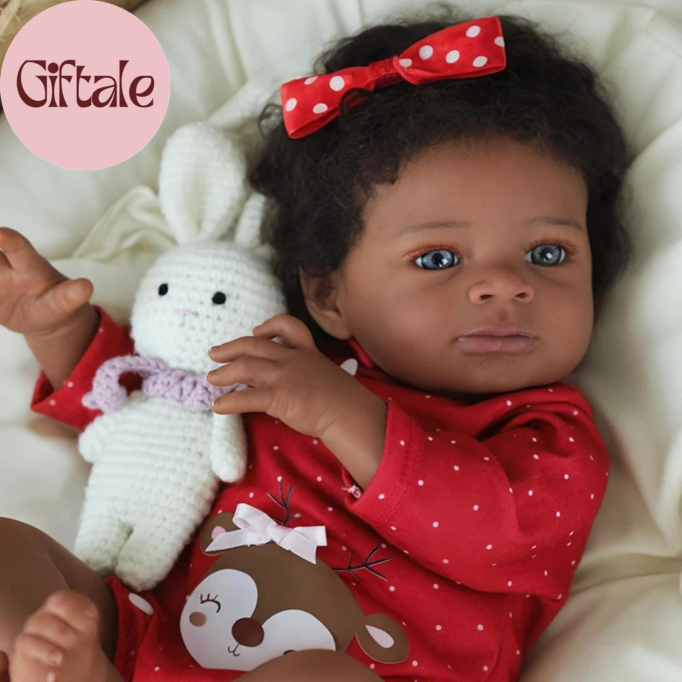 Bonecas bebê renascido menina negra - 20 polegadas afro-americana realista recém-nascida menina D - Imagem 4 de 4