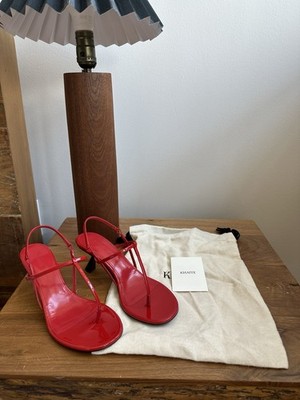 KHAITE Linden Thong Sandal Red Patent Leather