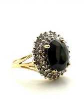 9ct Gold Diamond Sapphire Engagement Ring Blue Sapphire Diamond Statement Ring