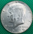 Silver 1969-D- BU Silver Kennedy Half Dollar- FREE SHIPPING(608d)
