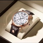 POEDAGAR Men's Luxury Quartz watch Waterproof With Leather Strap Wristwatch 