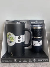 Stainless Steel Insulated Pitcher With Lid - 67oz Double Walled with two cups.