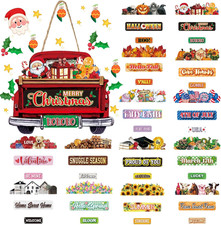 43 Pcs Interchangeable Christmas Welcome Sign for Front Door Farmhouse Truck Por