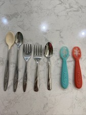 Baby Kids Child Stainless Flatware Silverware Rubber Mixed Lot of 7