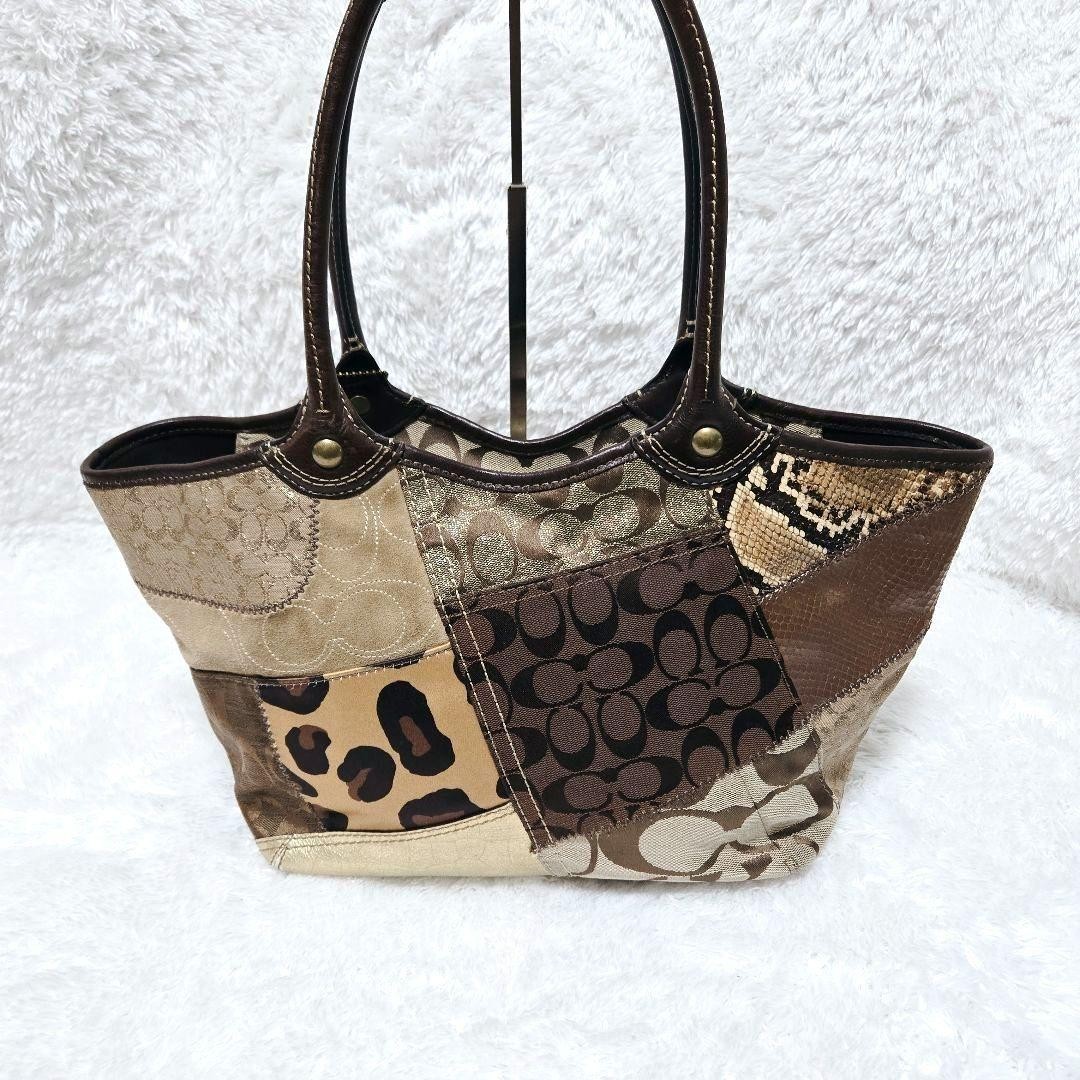 Coach Patchwork Tote Bag Bleecker Canvas Leather … - image 3