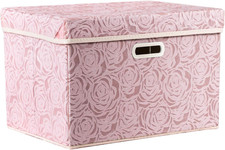 Larger Collapsible Storage Bin with Lid 1-Pack Fabric Decorative Storage Box C