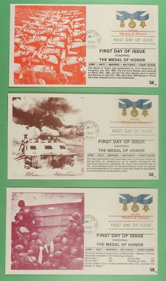 DR WHO 1983 (5) FDC MEDAL OF HONOR MILITARY JA CACHET R14467 - Image 2 of 4