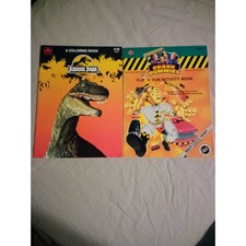 2 Vtg 1992 Coloring Books Jurassic Park Crash Dummies Used Art Scrapbooking