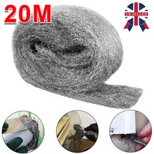 20M Steel Wire Wool Roll Wire Wool for Rats Mice Cleaning Smoothing Sanding UK