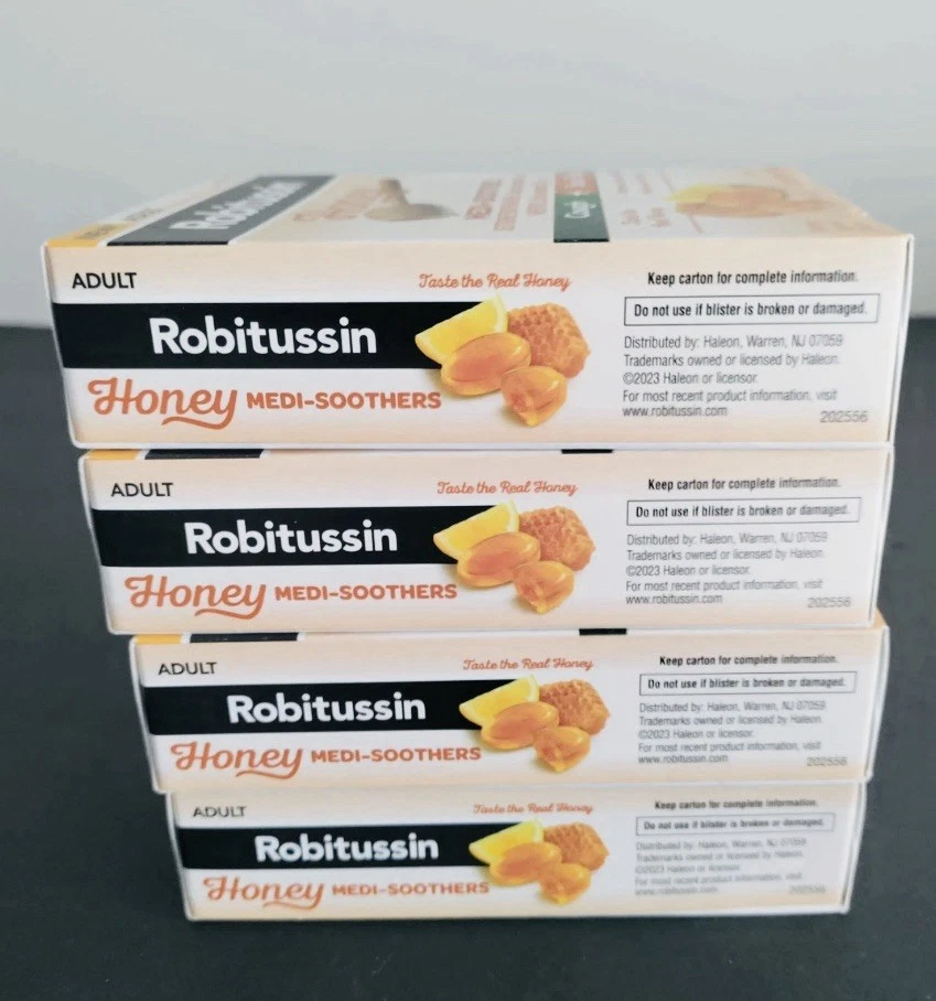 Lote De 4 Cajas Pastillas Medicinales Robitussin Medicalistas (16/caja). Miel Limón Foto 3 de 3
