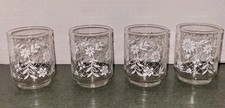 Vintage Anchor Hocking White Daisy Trellis Juice Glasses Set of 4 Flower Power