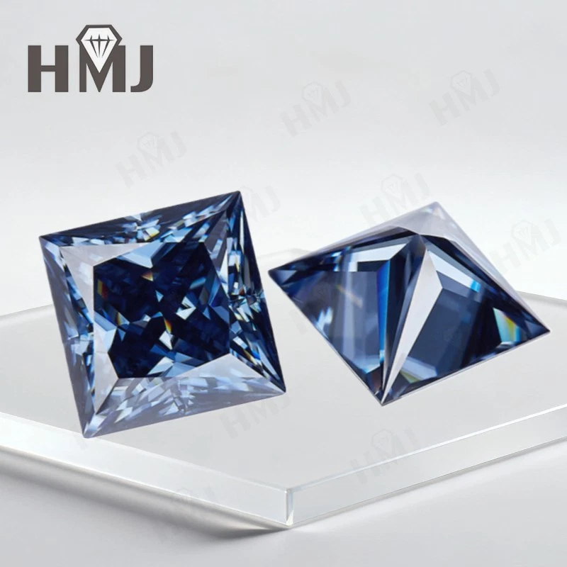 Princess Cut Loose Moissanite Vivid Blue Color Stones VVS1 with GRA Certificate - Image 2 of 4