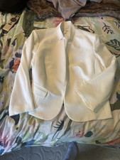 Calvin Klein Women's White Blazer Jacket L Long Sleeve Pre-Owned Excellent