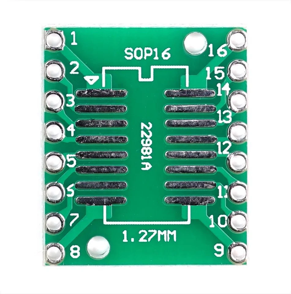SMD Breakout Adapter für SOP16 / SSOP16 / TSSOP16, 16 Pin, 0,65mm / 1,27mm - Bild 2 von 2