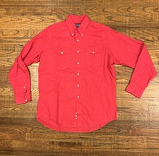 Vtg Mens Wrangler Western Pink Red Shirt X-Long Tails Made in USA 17 36