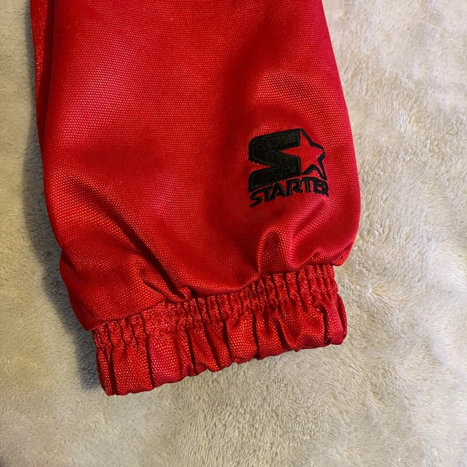 Chaqueta cortavientos vintage Starter Anorak roja negra para hombre talla L pulóver con capucha Foto 4 de 4