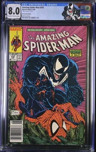 Amazing spider-Man #316 CGC 8.0 - Mark Jeweler's Insert- Custom Label