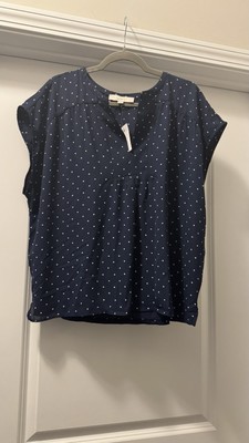 Women's Sleeveless Top XL NWT Navy With Polka-dot Pattern. Loft Brand