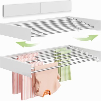 Vikaqi Wall Mounted Clothes Drying Rack 40 inches, Foldable 40'' Wide, White