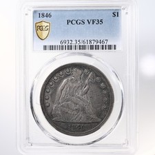 1846 Seated Liberty $1 PCGS Certified VF35
