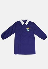 Baby Blue Solid Color Embroidery Collar Elementary Apron Made in Italy