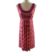 Tory Burch Silk Geometric Print Pleated Sleeveless A-Line Dress Size 4