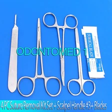 4 PC CLASSIC SUTURE REMOVAL KIT SET (SCALPEL HANDLE #3+ 5 BLADES #12)