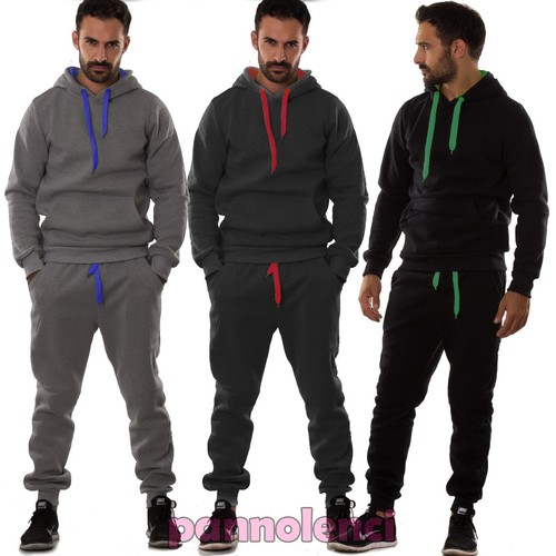 Tuta UOMO felpa pantaloni fitness palestra cappuccio tasche sport nuova  S6602 | eBay