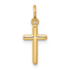 14K Yellow Gold Cross Pendant Religious Gold Charm 0.44gram for Mom