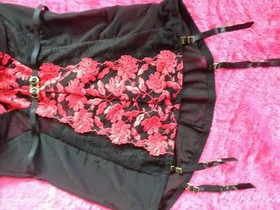ANN SUMMERS UNDERWIRED RED/BLACK CAMI SUSPENDER "CECILE" SIZE SMALL B-C NWT