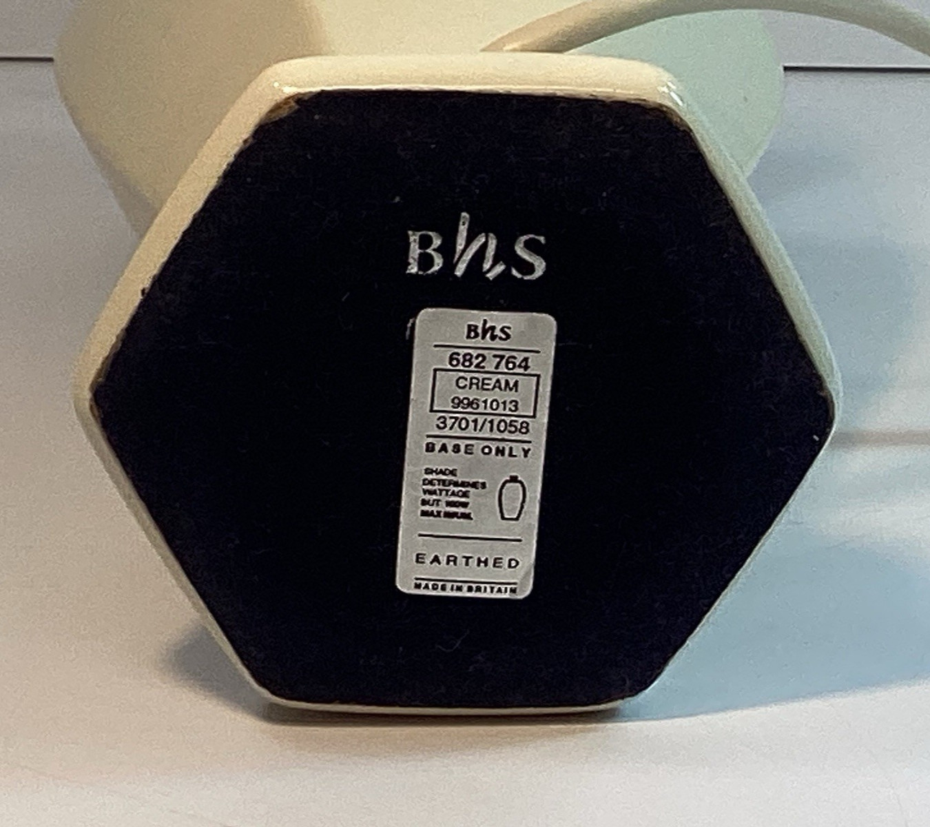 Vintage BHS Cream Table Lamp 13.5” Tall – Shade & Bulb NOT SUPPLIED