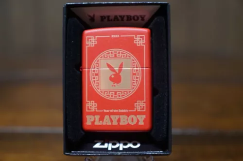 PLAYBOY 70TH ANNIVERSARY YEAR OF THE RABBIT RED MATTE ZIPPO LIGHTER MINT IN BOX