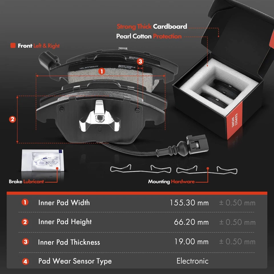 Rotor de freno de disco delantero y pastilla de freno de cerámica para Volkswagen Jetta Rabbit Golf Audi Foto 3 de 4